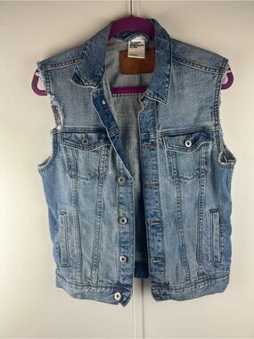 H&M Womens Light Wash Denim & Denim Biker Vest
